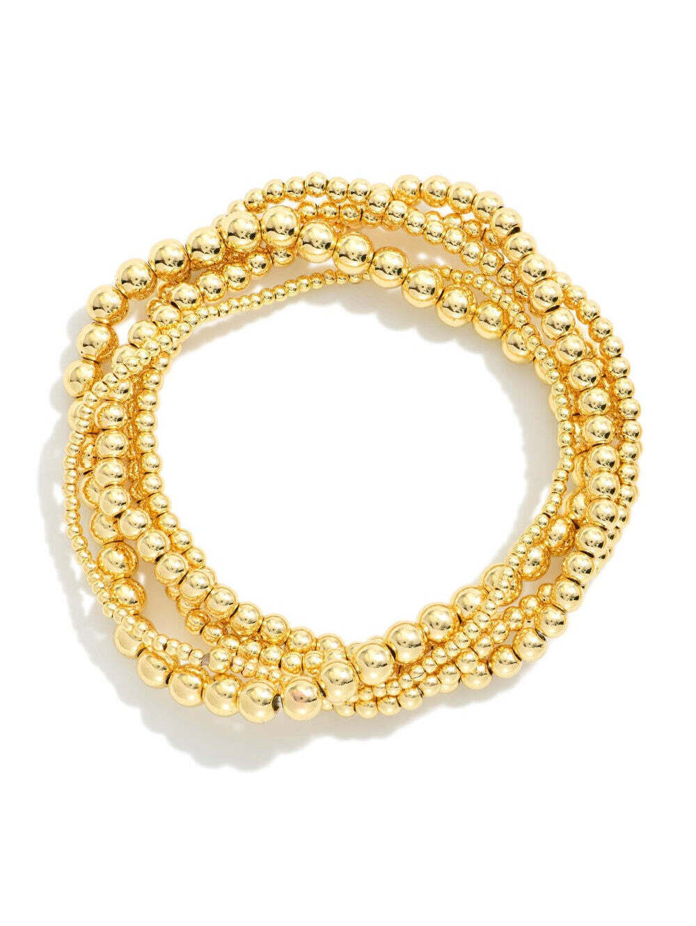 Set of 5 Gold Beaded Stretch Bracelets Stack Boho Layering